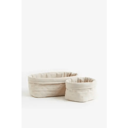 2-pack Quilted Storage Baskets, Light beige