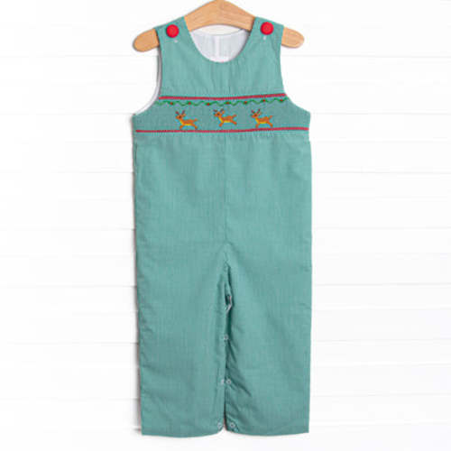 Rudolph's Runway Smocked Jon Jon, Green – Stitchy Fish