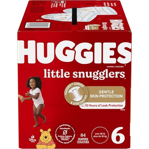 Diapers Size 6 - Huggies Little Snugglers Disposable Baby Diapers, 84ct, Mega Colossal Pack