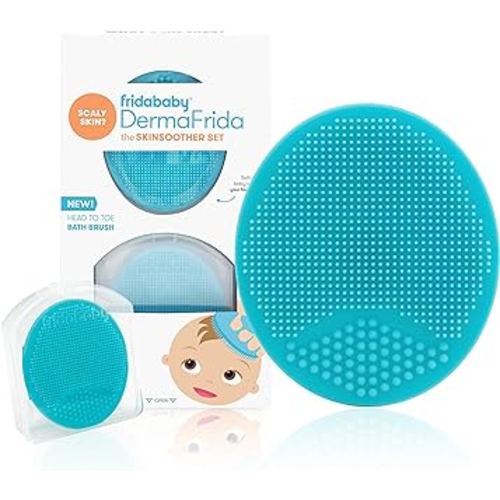 Frida Baby DermaFrida The SkinSoother Baby Bath Brush, Cradle Cap Brush for Babies, Baby Essential for Dry Skin, Cradle Cap Treatment and Eczema, 2 Pack