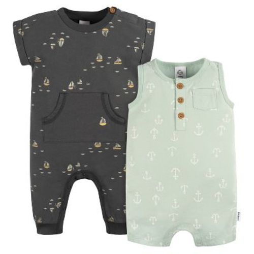 Gerber Baby & Toddler Boys' Romper - Surfing - 0-3 Months - 2-pack