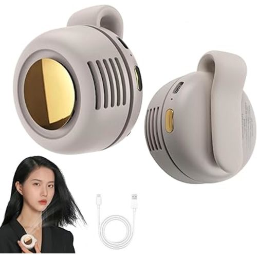 Portable Silent Mini Bladeless Fan Clip On, 2025 New Adjustable 3 Speeds Suspended Waist Fans for Shirt, Mini Fan With Clip, Suitable for Outdoor & Travel & Office, Travel Accessories (White)