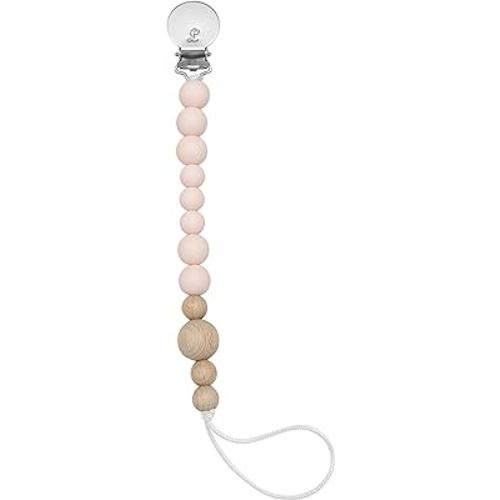 Loulou Lollipop Silicone Soothie Pacifier Clip Binky Holder for Newborn and Baby - Color Block (Pink Quartz)