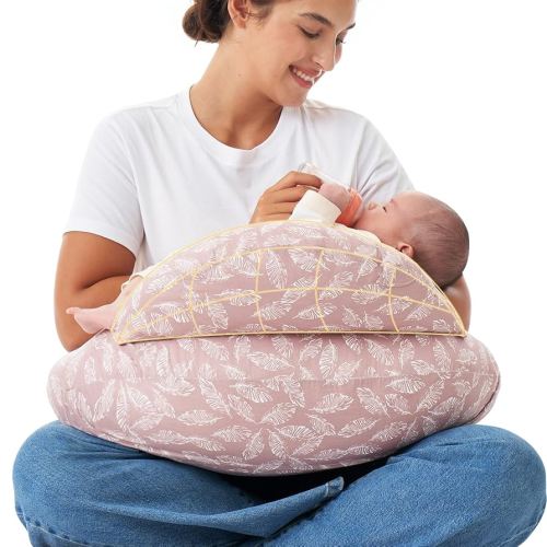Momcozy Original Nursing Pillow for Breastfeeding-Pioneering Safety Fence- Wider Feeding Pillows for More Support for Mom & Baby- Easier Nursing & Hand Free- Fit for All, Removable Cotton Cover