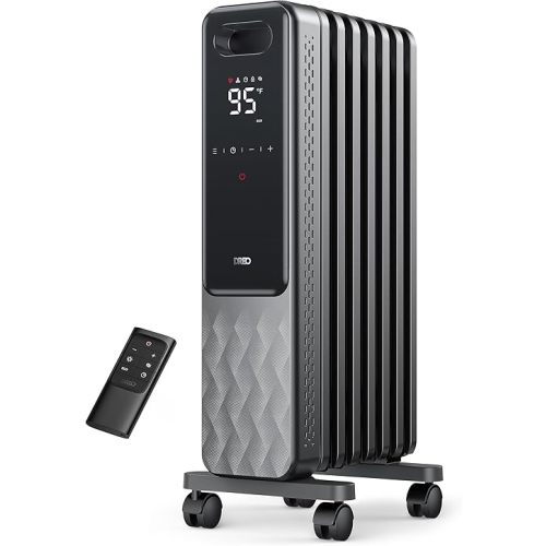 Dreo Oil Filled Radiator, Electric Radiant Heaters for indoor use Large Room with Remote Control, Child Lock, 4 Modes, Overheat & Tip-Over Protection, 24h Timer, Digital Thermostat, Quiet, 1500W