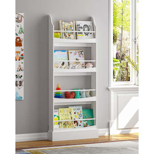 UTEX Kids Bookshelf Wall Mounted, White, 23.5 in x 57.48 in