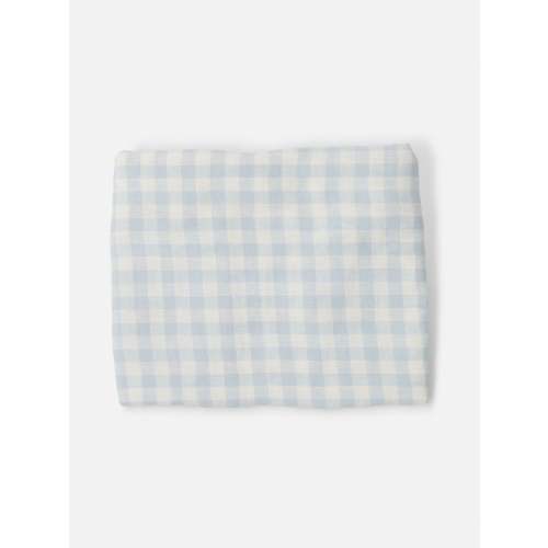 Linen Baby Lounger Cover - Soft Blue Gingham