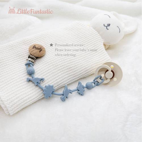 Personalized Pacifier Cilp/Dinosaur Pacifier Clip/ Attachment Clip / Beech Wooden Clip / Silicone Clip / Personalised Clip / Keychains