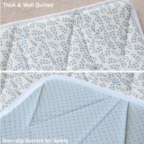 Biloban Baby Play Mat, 50x50 Baby Play Mats for Floor, Thick Foam Floor Playmat for Baby Playpen for Babies & Toddlers, Foldable & Soft One-Piece Crawling Playpen Mat for Kids, Blue Leaf