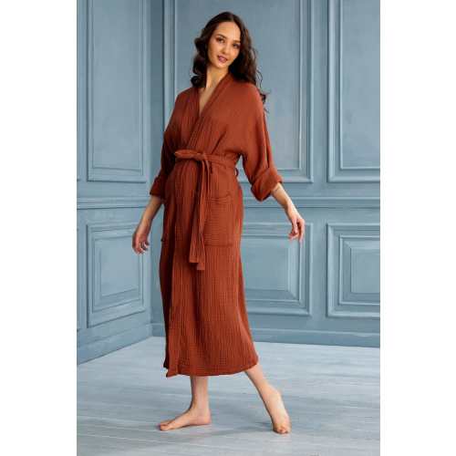 Cassie Cotton Gauze Robe - Sienna
