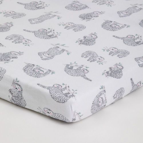 4baby Jersey Cot Fitted Sheet 2 Pack Lazy Sloth
