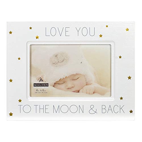 Malden International Designs Baby Memories Love You To Wood With Gold Foil Accents Picture Frame, 4x6, White