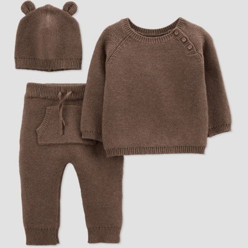 Carter's Just One You®️ Baby 3pc Sweater Top & Bottom Set - Brown, Size: 6M