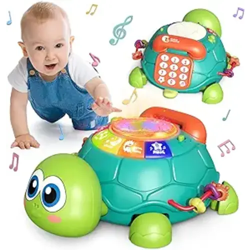 CUTE STONE Baby Toys 6 to 12 Months, Musical Turtle Crawling Baby Toys for 12-18 Months, Early Learning Educational Toy with Light & Sound,Toy for Infant Toddler Boy Girl 7 8 9 10 11 12 Month
