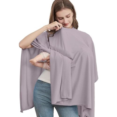 Cooling Knit Nursing Cover for Baby Breastfeeding, Cozy Swaddle, Breathable and Soft, 360° Full Privacy Breastfeeding Coverage, Baby Shower Gifts for Boy&Girl (Cooling Fog Gray)