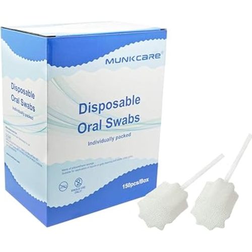 Oral Mouth Swabs Sponge- Untreated and Unflavored for Baby & Elderly Oral Cleaning White 150 Counts