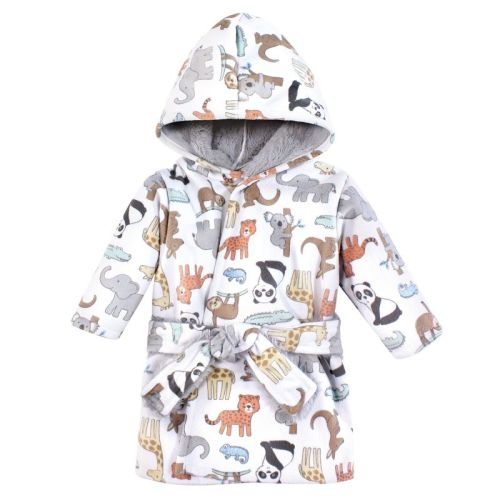 Hudson Baby Mink with Faux Fur Lining Pool and Beach Robe Cover-ups, Zoo Animals