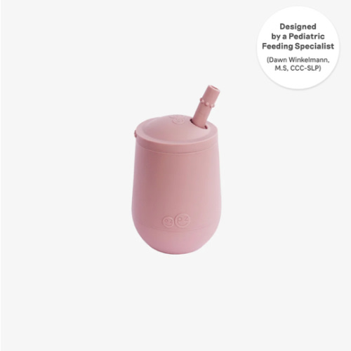 Silicone Mini Cup + Straw Training System by ezpz / For 12 Months+ Blush color