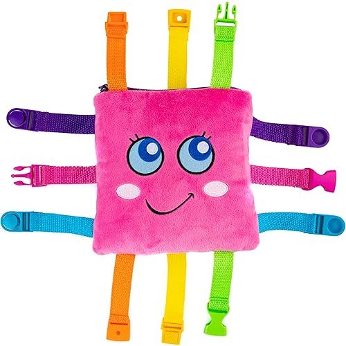 Buckle Toys - Bella Square - Learning Activity Toy - Develop Motor Skills and Problem Solving - Easy Travel Toy Perfect Car Travel Accessories for Long Trips