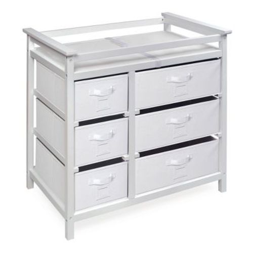 Badger Basket Modern Baby Changing Table With Six Baskets - White