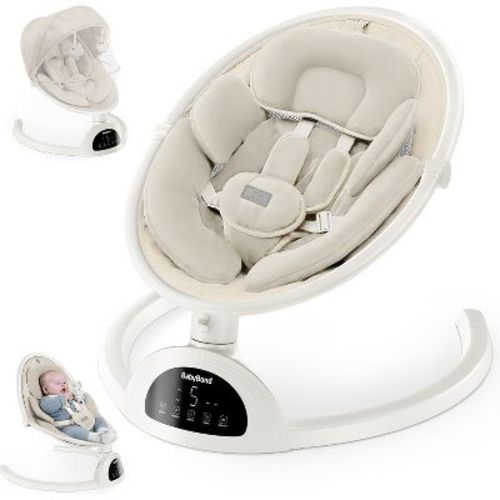 BabyBond Baby Swings for Infants with 10 Preset Lullabies, 5 Point Harness Belt, 5 Speeds and Remote Control,Gray
