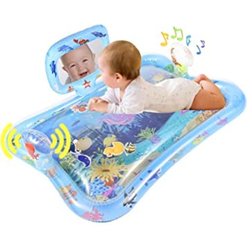 Tummy Time Water Mat, Baby Water Mat with Mirror, Inflatable Gift for 0 3 6 9 12 Month Baby Boy Girl