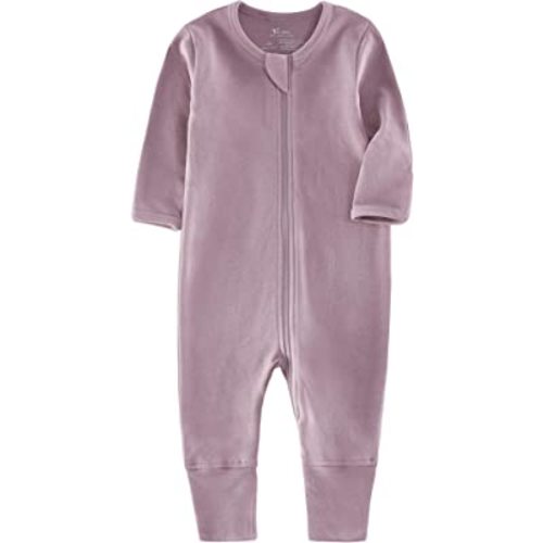 O2 BABY Organic Cotton Baby Footless Pajamas, Zip Front Baby Boys Girls Romper, Long Sleeve Sleep and Play