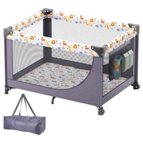 VEVOR Baby Playpen Travel Crib Quick-Folding Playpen for Baby and Toddler Portable Baby Fence Play Yard with Wheels Breathable Mesh and Travel Bag Indoor/Outdoor Kids Activity Center for 0-36 Months in the Kids Play Toys department at Lowes.com