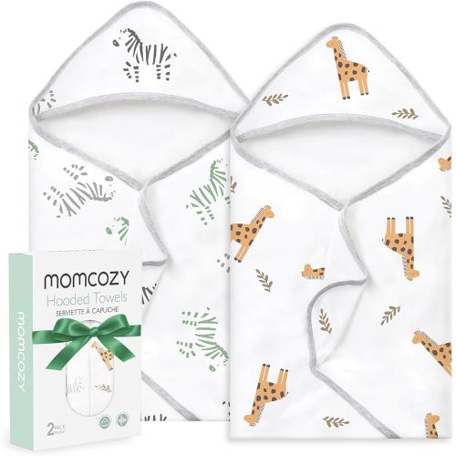 Momcozy Best Wishes Baby Towel with Hooded-Original Design Baby Towel Set -Soft & Absorbent- Shower Gifts or Bath Essential for Infant, Newborn, Toddler