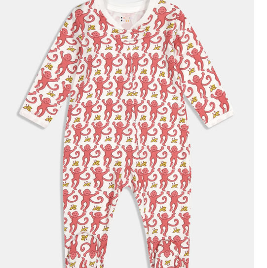 Infant Monkey Zipper Footie