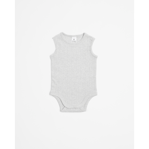 Baby Organic Cotton Pointelle Bodysuit - Grey Marle