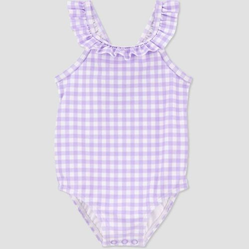 Carter's Just One You®️ Baby Girls' Ruffle Gingham One Piece Swimsuit - Purple 3m