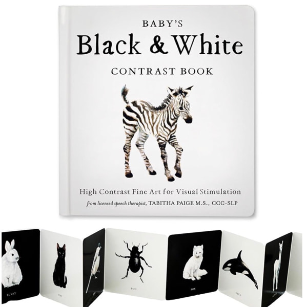 Baby's Black and White Contrast Book: High-Contrast Art for Visual Stimulation at Tummy Time (Tabitha Paige Children's Book Series)
