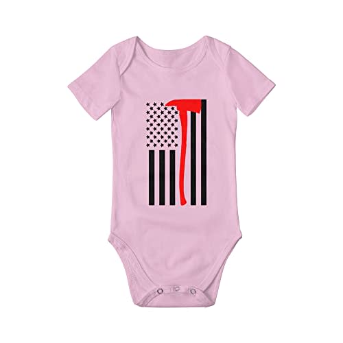 MOCSONE Firefighter Axe Red Line Flag Newborn Girl Boy Romper Jumpsuit Bodysuit Baby Outfits Infant Clothes