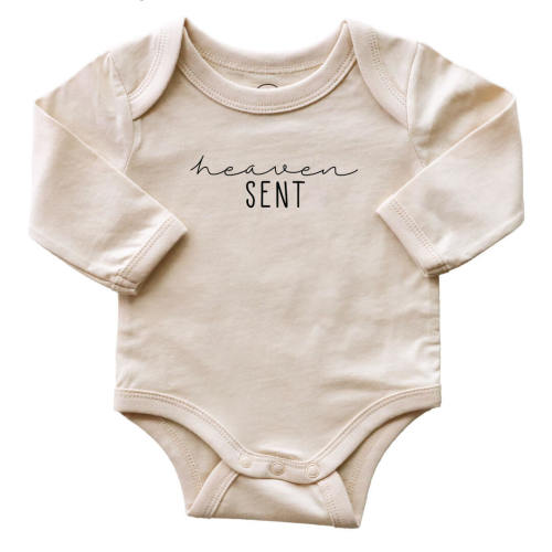 Heaven Sent Long Sleeve Graphic Bodysuit | Natural