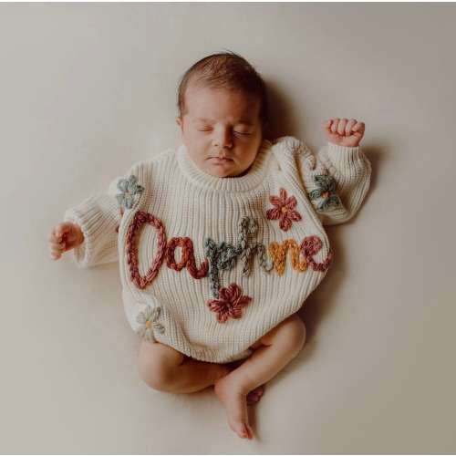 Personalized Baby Sweater, Rainbow Baby, Baby Name Sweater, Rainbow Baby Outfit, Neutral Rainbow