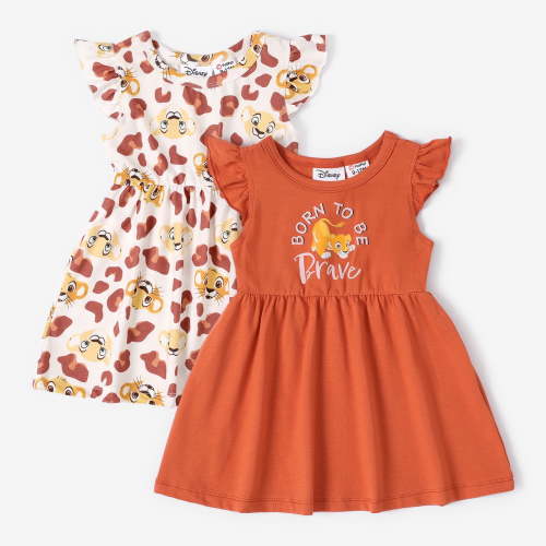 Disney Baby Girls Dresses 2 Pack Lion King Graphic Ruffled Outfits for Summer Sizes 3-24 Months