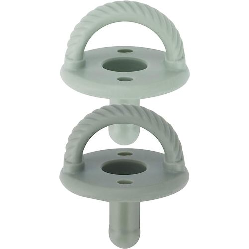 Itzy Ritzy Silicone Pacifiers for Newborn - Sweetie Soother Pacifiers Feature Collapsible Handle & Two Air Holes for Added Safety; for Ages Newborn and Up, Set of 2 in Agave & Succulent