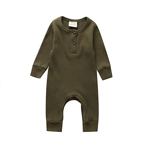 Madjtlqy Newborn Baby Boy Girl Romper Jumpsuit Knitted Clothes Button Bodysuit Infant One-Piece Ribbed Knit Outfits
