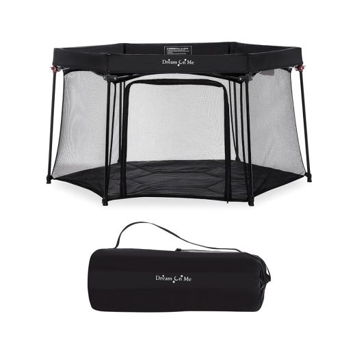 Dream On Me Onyx Playpen in Black, Baby Playpen, Portable and Lightweight, Playpen for Babies and Toddler - Comes with A Comfortable Padded Floor