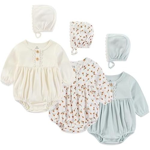 Newborn Baby Girl Bodysuit Suit Baby Clothes Long Sleeve 3 Outfit Bundle Mix Match
