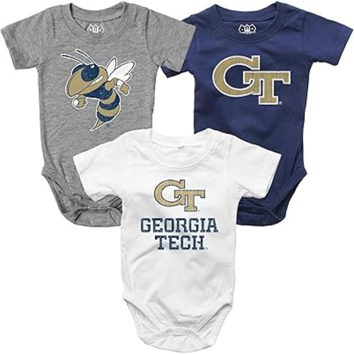 Wes and Willy Baby College Team 3 Pack of Cotton Rompers