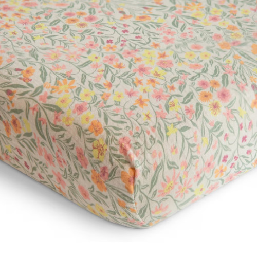 Extra Soft Muslin Fitted Crib Sheet | 192 Thread Count | 28"x 52" (Pastel Blooms)