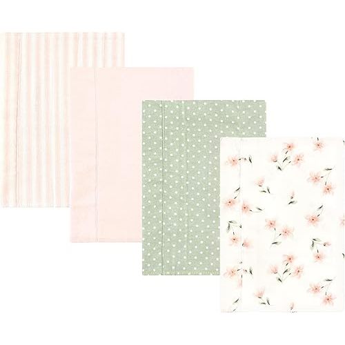 Baby Cotton Burp Cloths, Pink Dainty Floral 4 Pack