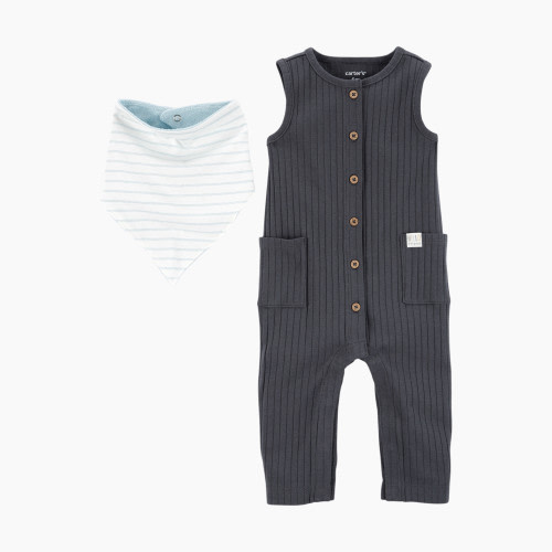 Carter's Jumpsuit & Bandana Bib 2 Piece Set - Navy, 3M
