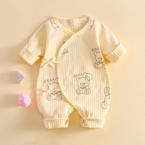 Baby Bear Whale Yellow Kimono Romper