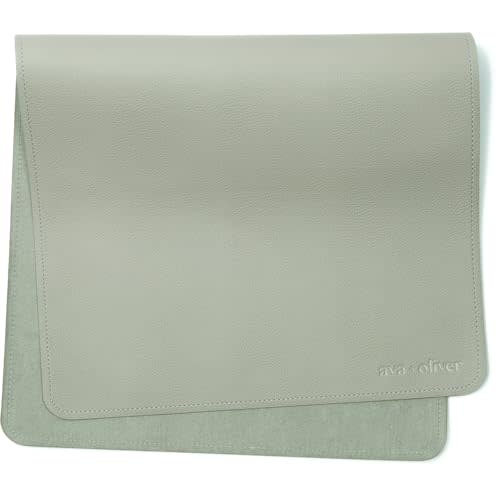Ava + Oliver Vegan Leather Baby Changing Mat (16 X 30 in) - Multipurpose Wipeable and Portable Diaper Changing Mat - Foldable Travel Changing Mat (Sage)