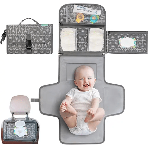 Kopi Baby Portable Diaper Changing Pad - Baby Changing Pad & Diaper Changer Travel Bag, Smart Design Baby Changing Mat, Portable Changing Pad for Baby - Baby Changing Station, Infant Gift - Grey Arrow