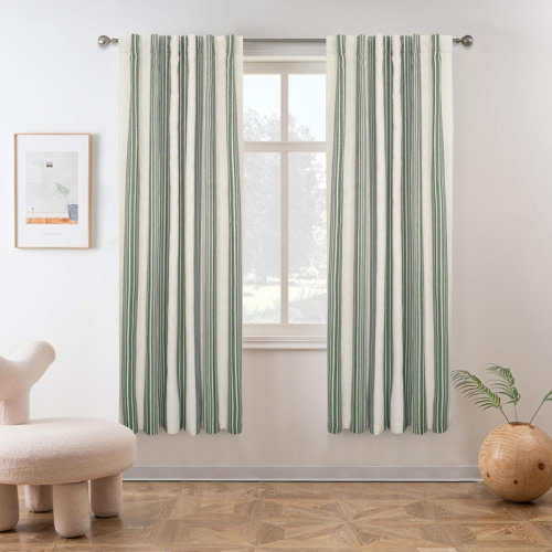 Breakwater Bay Chris Vertical Striped Linen Blend Lined Thermal Insulated Blackout Rod Pocket Back Tab Curtains & Reviews | Wayfair