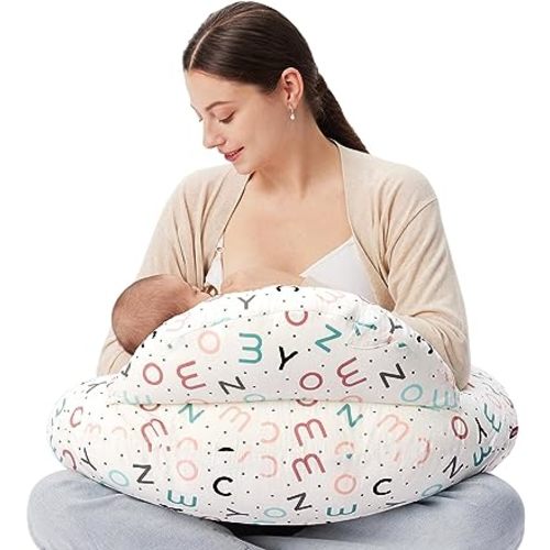 Momcozy Original Nursing Pillow for Breastfeeding, Plus Size Breastfeeding Pillows for More Support, with Adjustable Waist Strap and Removable Cotton Cover, Monogram